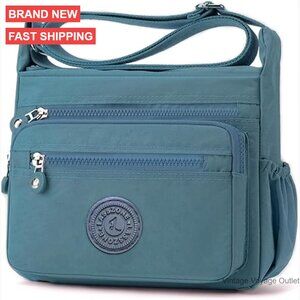 Waterproof Nylon Crossbody Bag Multi-Pocket Messenger Tote Shoulder Bag